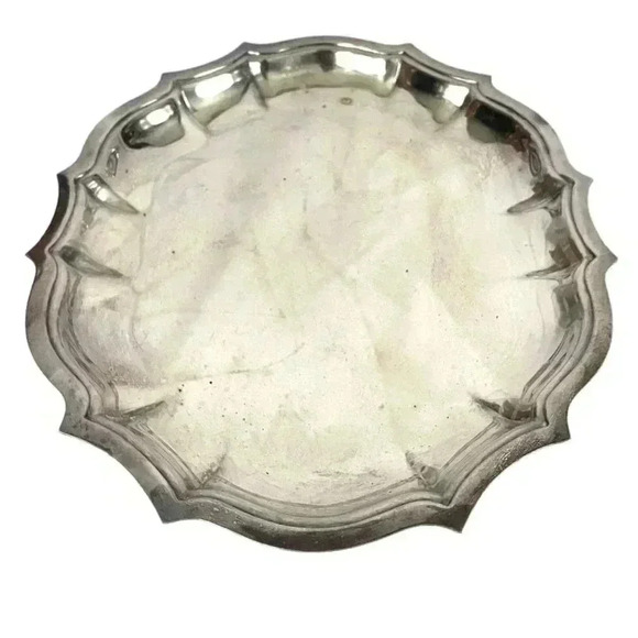 VTG Chippendale Silver Plated Trinket Dish 11" X 9" Scalloped Edges Platter - Picture 1 of 12